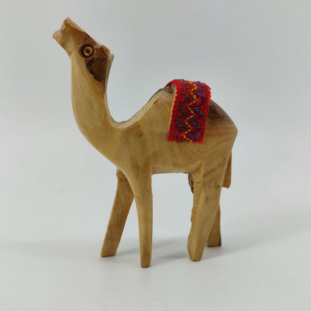 Camel Figure Olive Wood Nativity Hand Carved Crafted Israel Brown